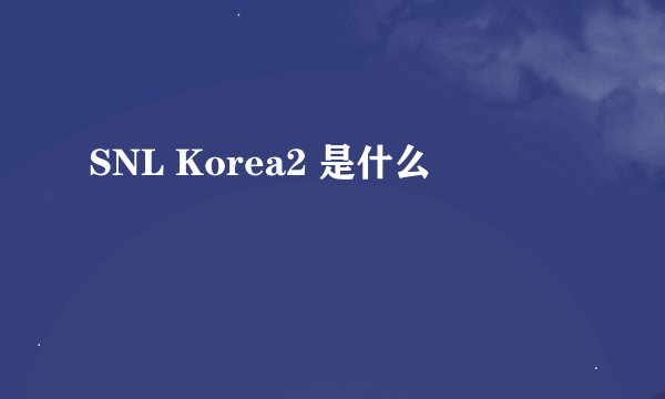 SNL Korea2 是什么