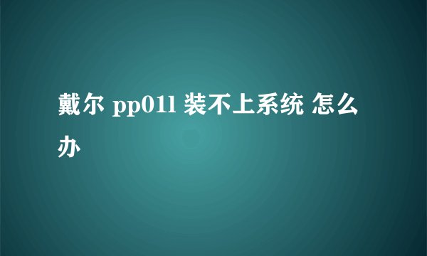 戴尔 pp01l 装不上系统 怎么办
