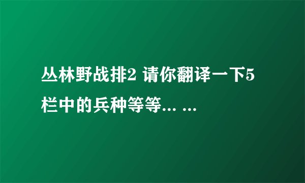 丛林野战排2 请你翻译一下5栏中的兵种等等... 再问一下那个命令是全体进攻？