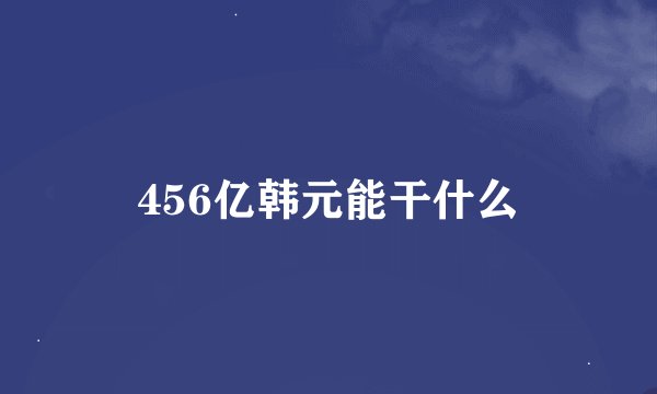 456亿韩元能干什么