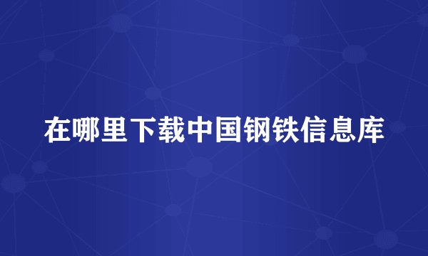在哪里下载中国钢铁信息库
