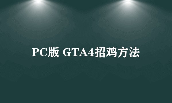 PC版 GTA4招鸡方法