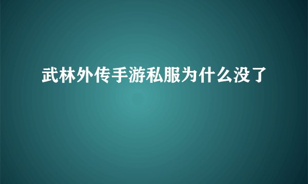 武林外传手游私服为什么没了