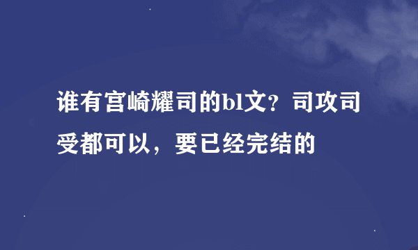 谁有宫崎耀司的bl文？司攻司受都可以，要已经完结的