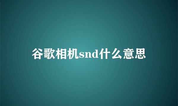 谷歌相机snd什么意思