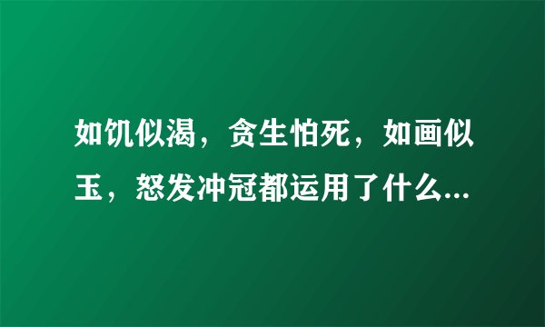 如饥似渴，贪生怕死，如画似玉，怒发冲冠都运用了什么修辞手法