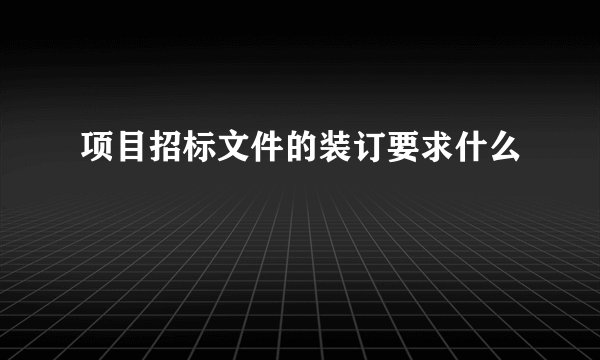 项目招标文件的装订要求什么