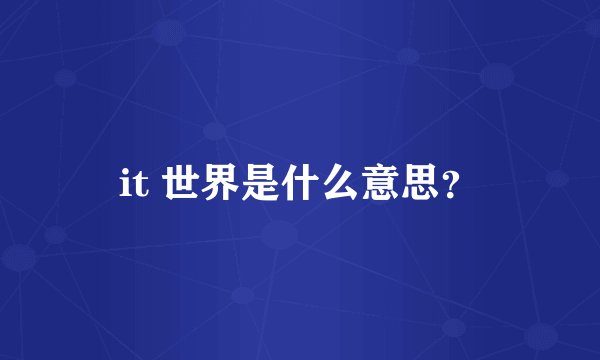 it 世界是什么意思？