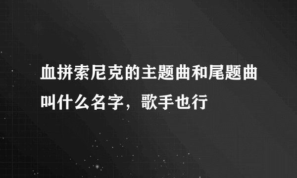 血拼索尼克的主题曲和尾题曲叫什么名字，歌手也行