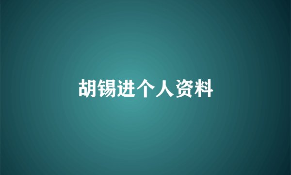 胡锡进个人资料