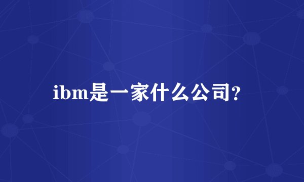 ibm是一家什么公司？