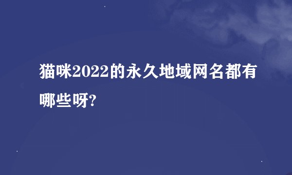 猫咪2022的永久地域网名都有哪些呀?