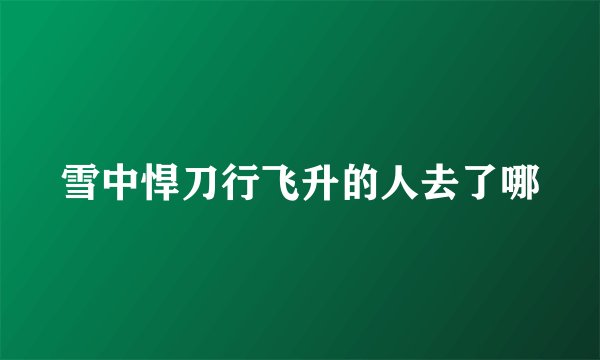雪中悍刀行飞升的人去了哪