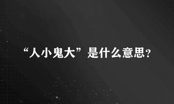 “人小鬼大”是什么意思？