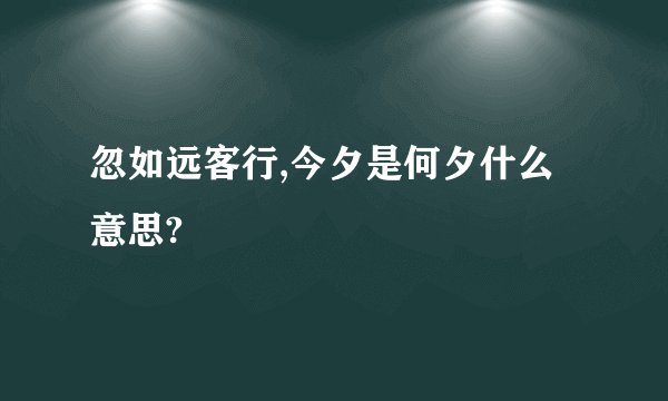 忽如远客行,今夕是何夕什么意思?