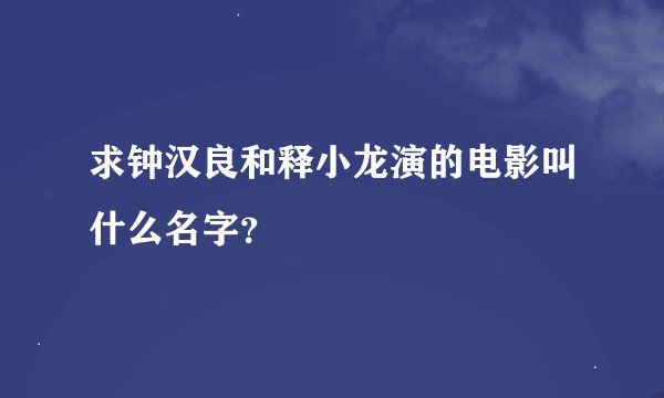 求钟汉良和释小龙演的电影叫什么名字？