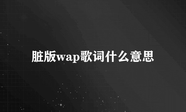 脏版wap歌词什么意思