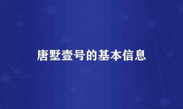 唐墅壹号的基本信息