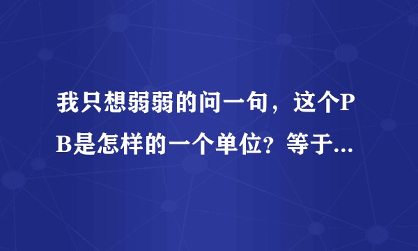 我只想弱弱的问一句，这个PB是怎样的一个单位？等于多少个GB？求解