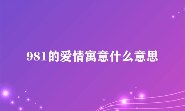 981的爱情寓意什么意思