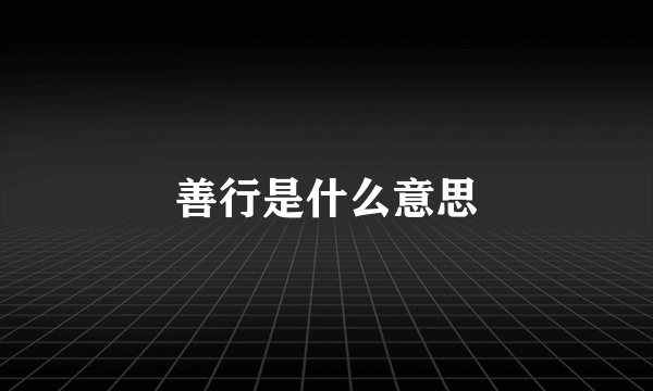 善行是什么意思