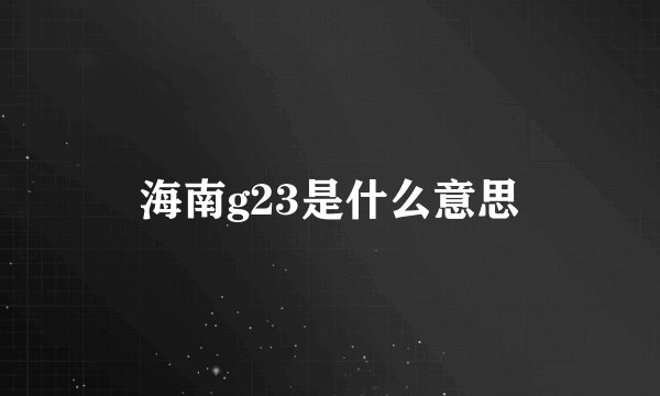 海南g23是什么意思