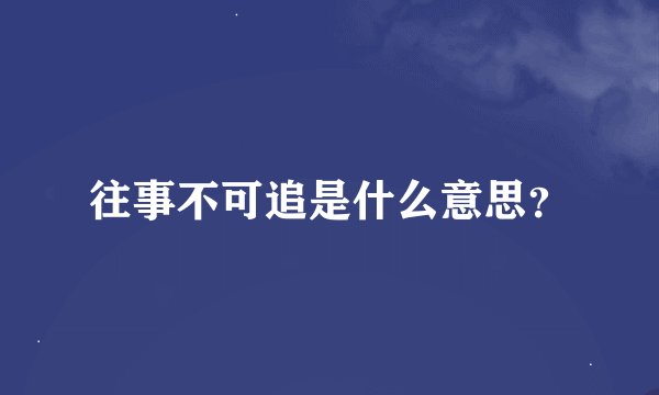 往事不可追是什么意思？