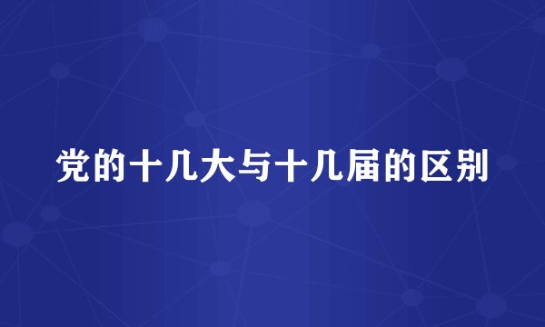 党的十几大与十几届的区别