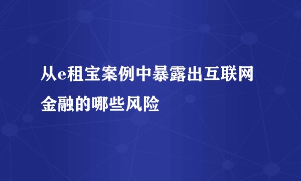 从e租宝案例中暴露出互联网金融的哪些风险