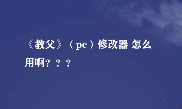 《教父》（pc）修改器 怎么用啊？？？