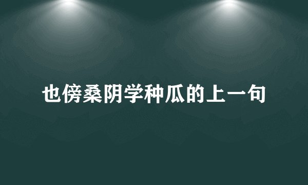 也傍桑阴学种瓜的上一句