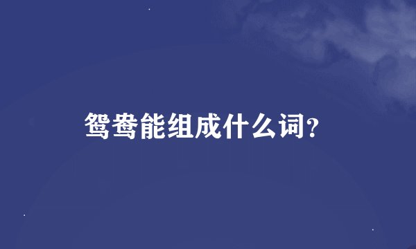 鸳鸯能组成什么词？