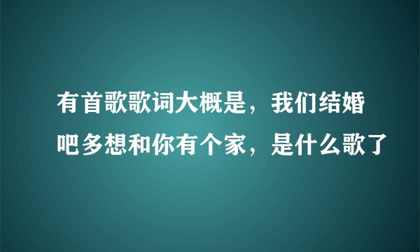 有首歌歌词大概是，我们结婚吧多想和你有个家，是什么歌了