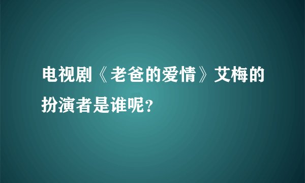 电视剧《老爸的爱情》艾梅的扮演者是谁呢？