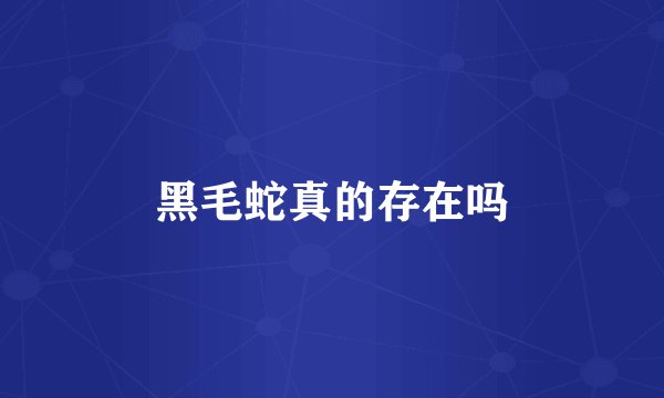 黑毛蛇真的存在吗