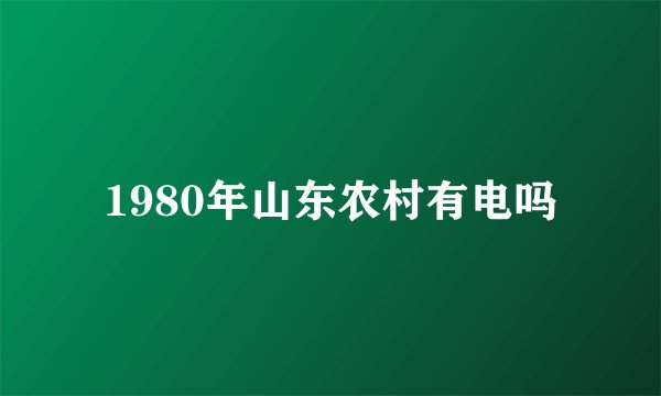 1980年山东农村有电吗