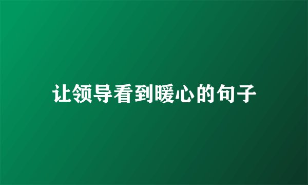 让领导看到暖心的句子