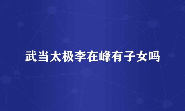 武当太极李在峰有子女吗