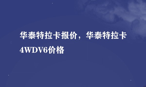 华泰特拉卡报价，华泰特拉卡4WDV6价格