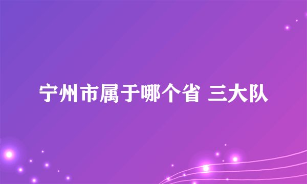 宁州市属于哪个省 三大队