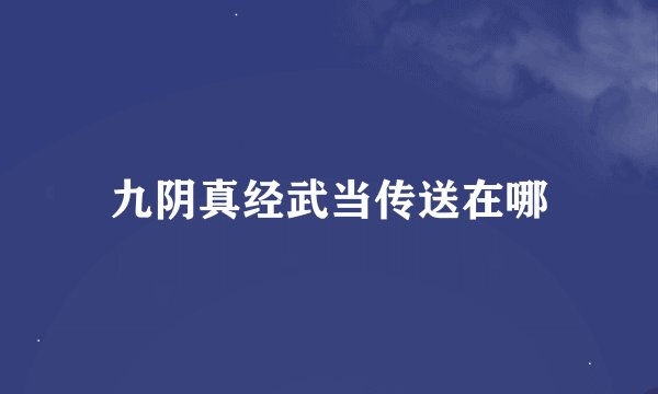 九阴真经武当传送在哪