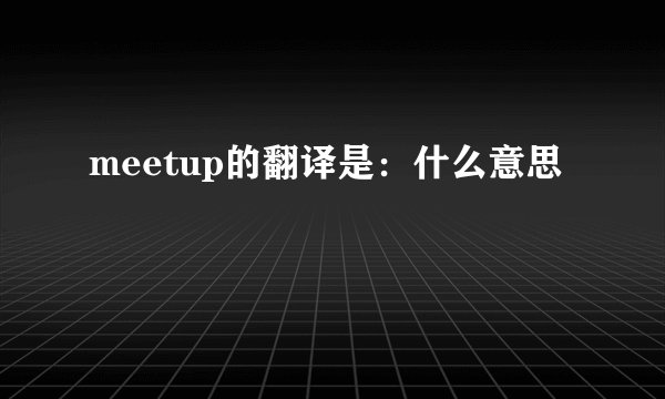meetup的翻译是：什么意思