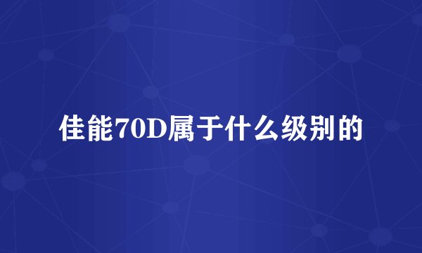 佳能70D属于什么级别的