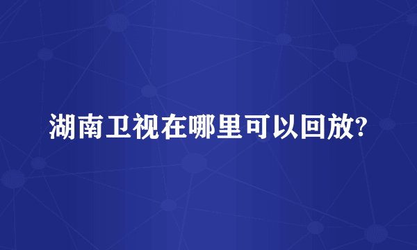 湖南卫视在哪里可以回放?