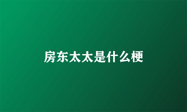 房东太太是什么梗