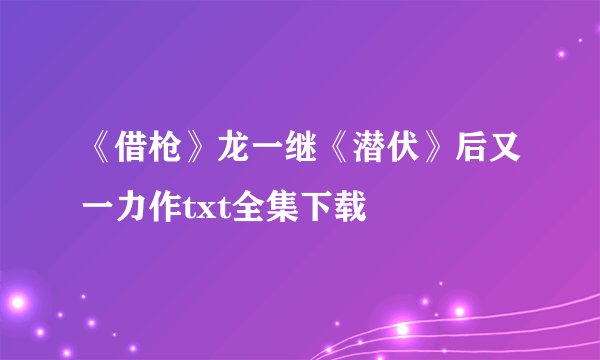 《借枪》龙一继《潜伏》后又一力作txt全集下载