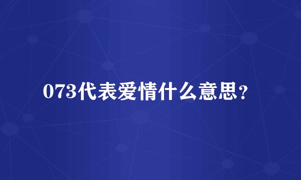 073代表爱情什么意思？