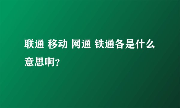 联通 移动 网通 铁通各是什么意思啊？