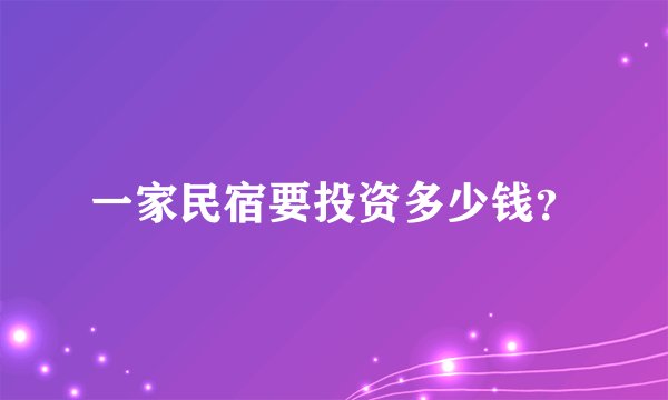 一家民宿要投资多少钱？