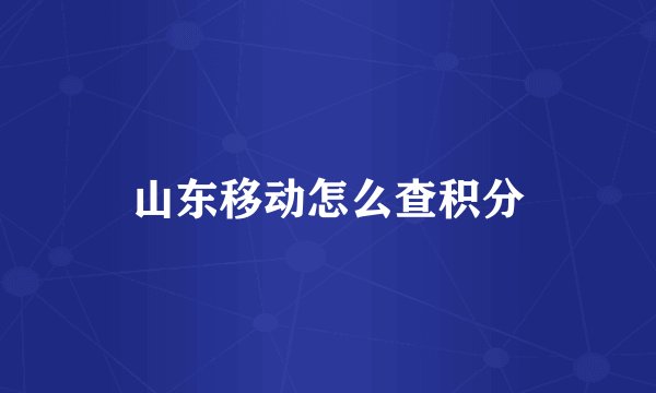 山东移动怎么查积分